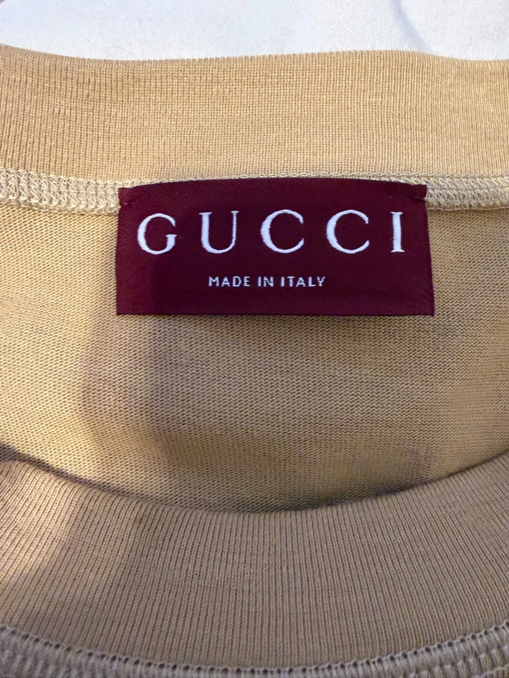 2XL Gucci Men’s Logo Cotton Tee in Tan